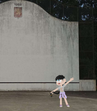 montage d'Imouf au fronton d'Abense de haut
